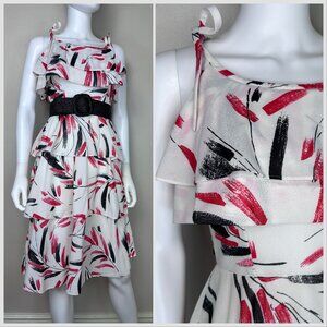 Vintage 1970s Ruffle Sundress, Sunshine Alley Size XS, Abstract Print Dress